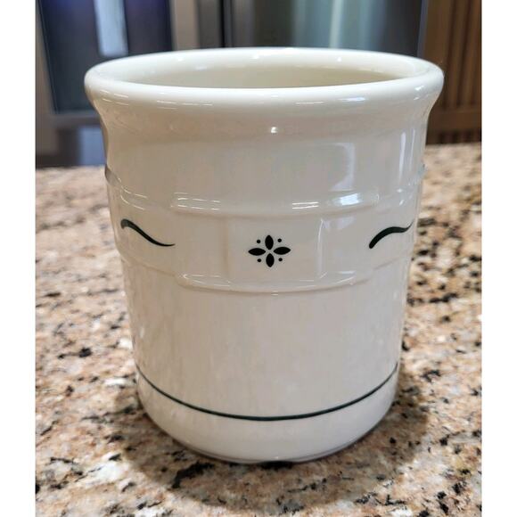 Longaberger Pottery Crock Heritage Blue Woven Traditions Utensil Holder Jar - Picture 7 of 12